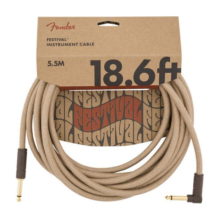 Full packaged view of a Fender 18.6' Angled Festival Cable Pure Hemp Natural