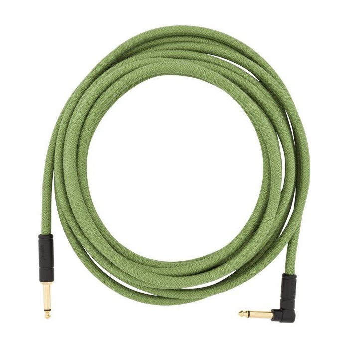 Full unpackaged view of a Fender 18.6' Angled Festival Cable Pure Hemp Green