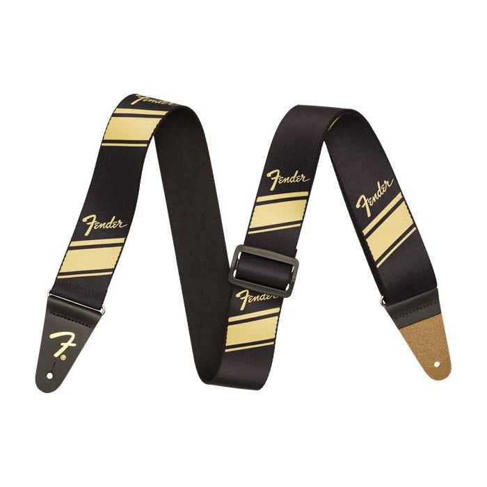 Full view of a Fender 2 Inch Competition Stripe Strap Gold