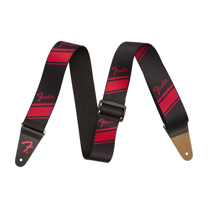 Full view of a Fender 2 Inch Competition Stripe Strap Ruby