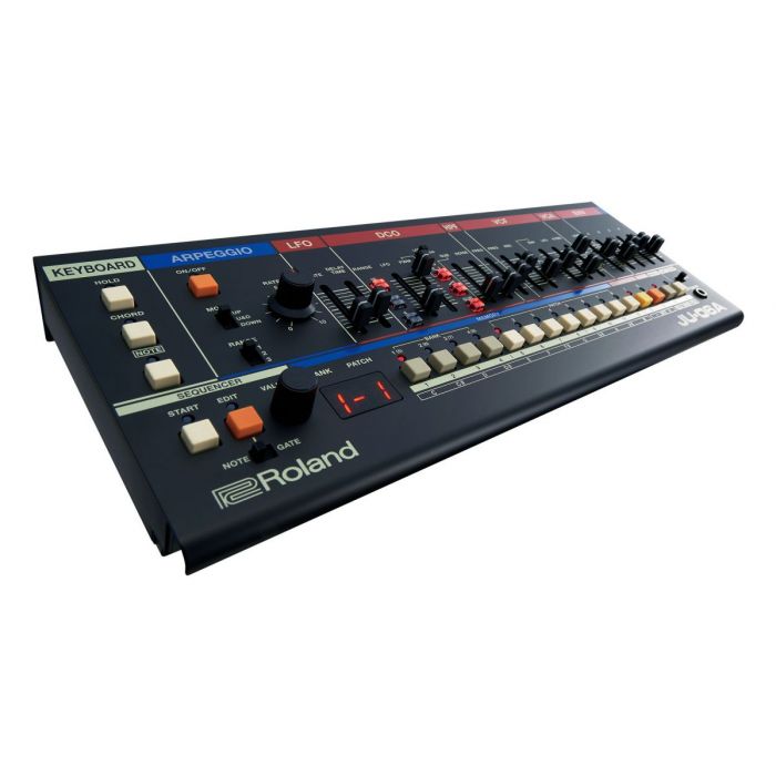 Front right angled view of a Roland JUNO-06A Synthesizer