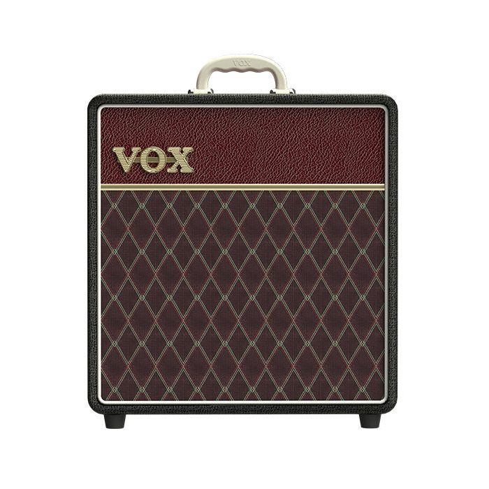 Front view of a limited edition Vox AC4C1 4w Combo Amp Two Tone Black Maroon