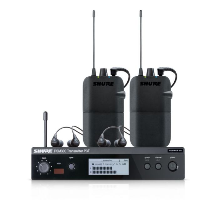 Close Up of Shure PSM300 Twinpack Wireless Monitoring System