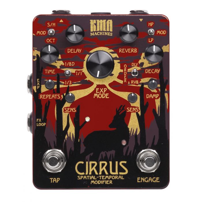 Top down view of a KMA Audio Machines Cirrus Delay and Reverb Pedal