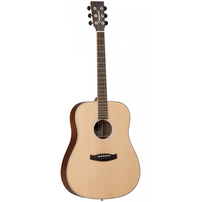 Full frontal view of a Tanglewood DBTDEB Discovery Exotic Dreadnought Matt Natural