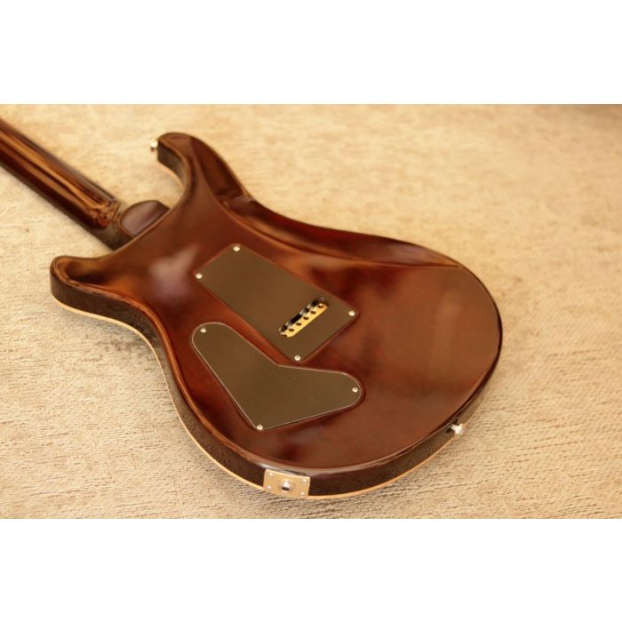 Rear angled closeup of the body on a PRS Ltd Edition Custom 24 Black Gold Ebony Electric Guitar