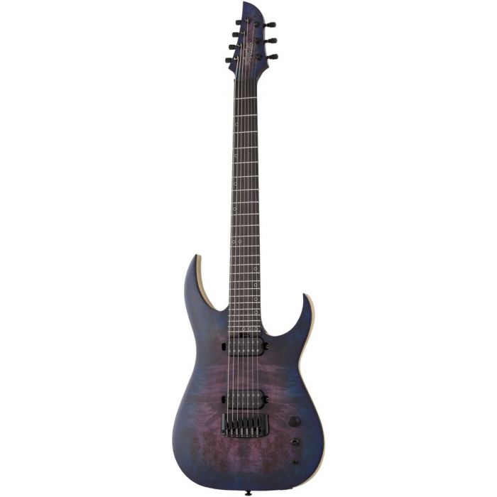 Full frontal view of a Schecter Keith Merrow KM-7 MK-III Blue Crimson