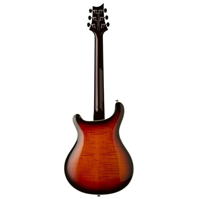 Full rear-sided view of a PRS SE Hollowbody II Tricolor Sunburst Guitar