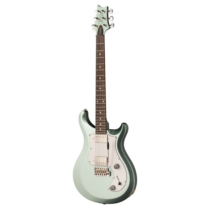 Front right angled view of a PRS S2 Standard 22 Electric Guitar Frost Green Metallic