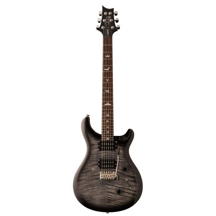 Full frontal view of a PRS SE Custom 24 Charcoal Burst Electric Guitar