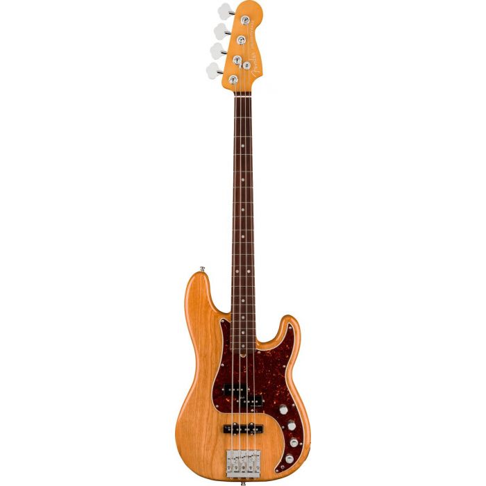 Full frontal view of a Fender American Ultra Precision Bass RW Aged Natural