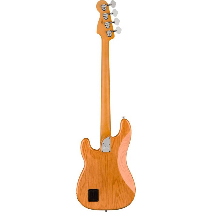 Full rear-sided view of a Fender American Ultra Precision Bass RW Aged Natural