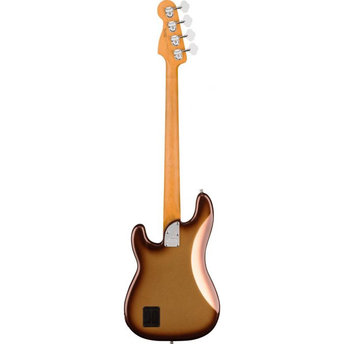 Full rear-sided view of a Fender American Ultra Precision Bass RW Mocha Burst