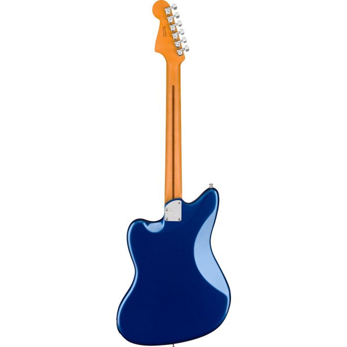Full rear-sided view of a Fender American Ultra Jazzmaster MN Cobra Blue