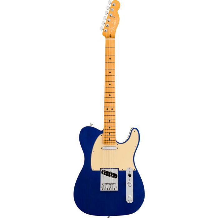 Full frontal view of A Fender American Ultra Telecaster MN Cobra Blue