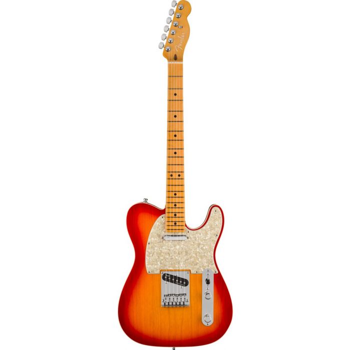 Full frontal view of a Fender American Ultra Telecaster MN Plasma Red Burst