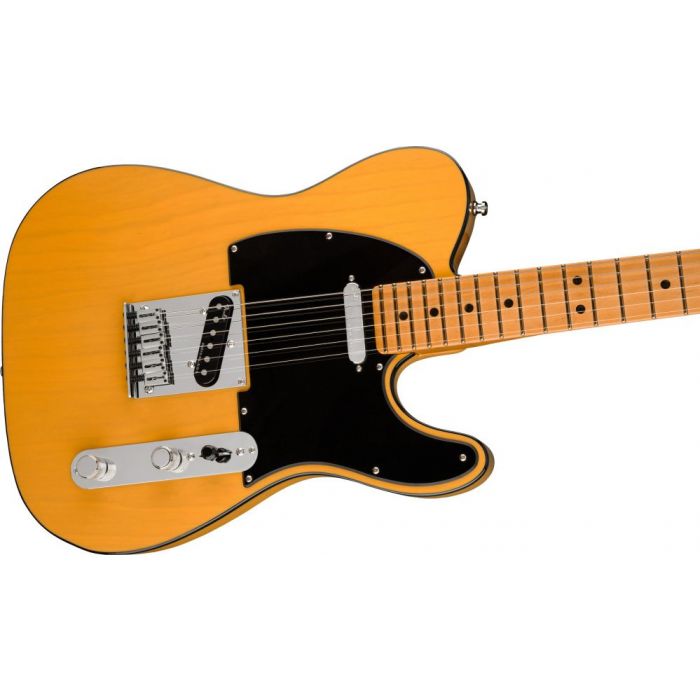 Front angled view of a Fender American Ultra Telecaster MN Butterscotch Blonde