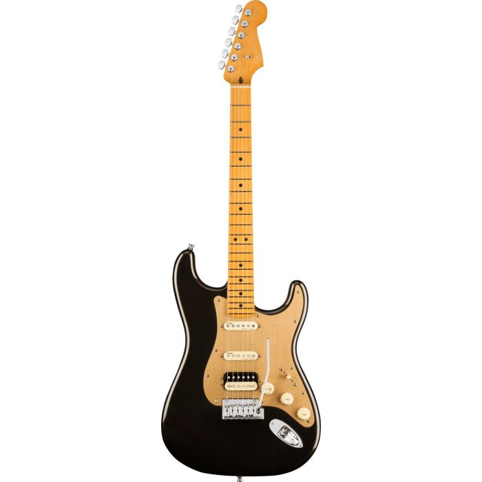 Full frontal view of a Fender American Ultra Stratocaster HSS MN Texas Tea