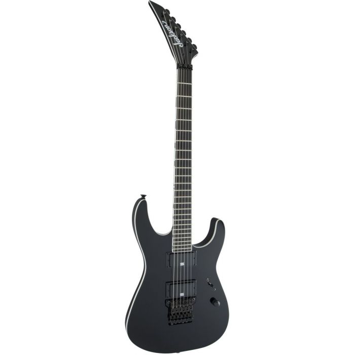 Front-angled view of a Jackson Pro Soloist SL2 electric guitar with a black finish