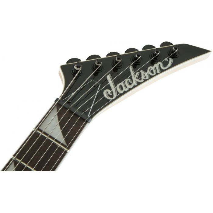 Closeup of the headstock on a Jackson JS32 Electric Guitar