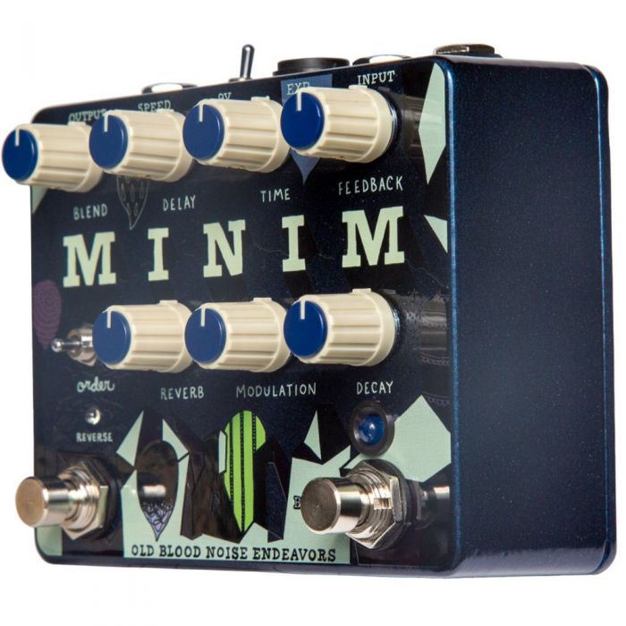 Right-angled view of a premium-quality Minim effects pedal from Old Blood Noise Endeavours