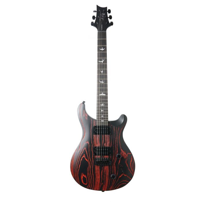 Limited Run Sand Blasted Swamp Ash PRS SE Custom 24 electric guitar, with a Fire Red finish