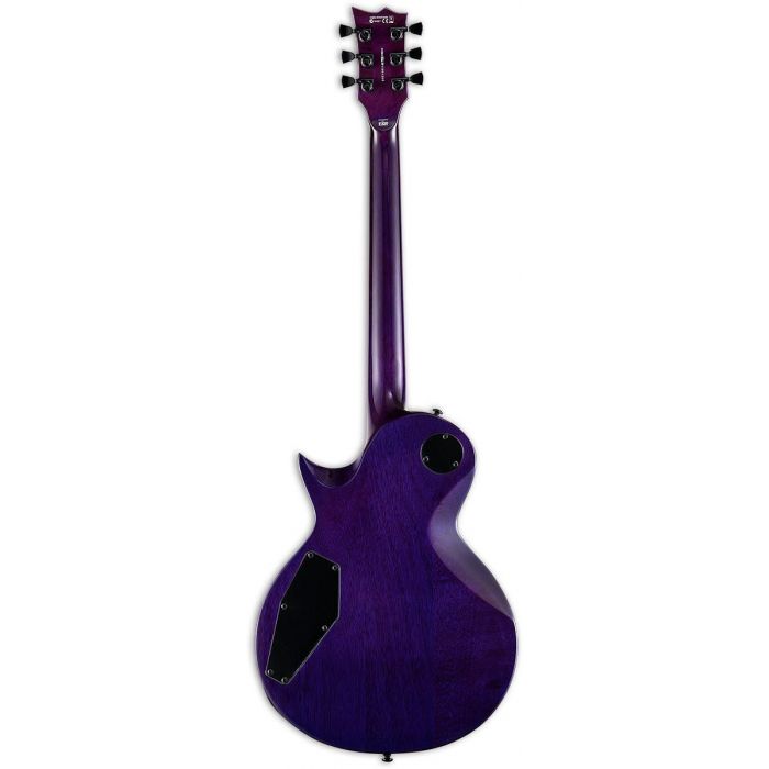 Rear view of an ESP LTD EC-1000FM Deluxe guitar with a See Thru Purple finishj