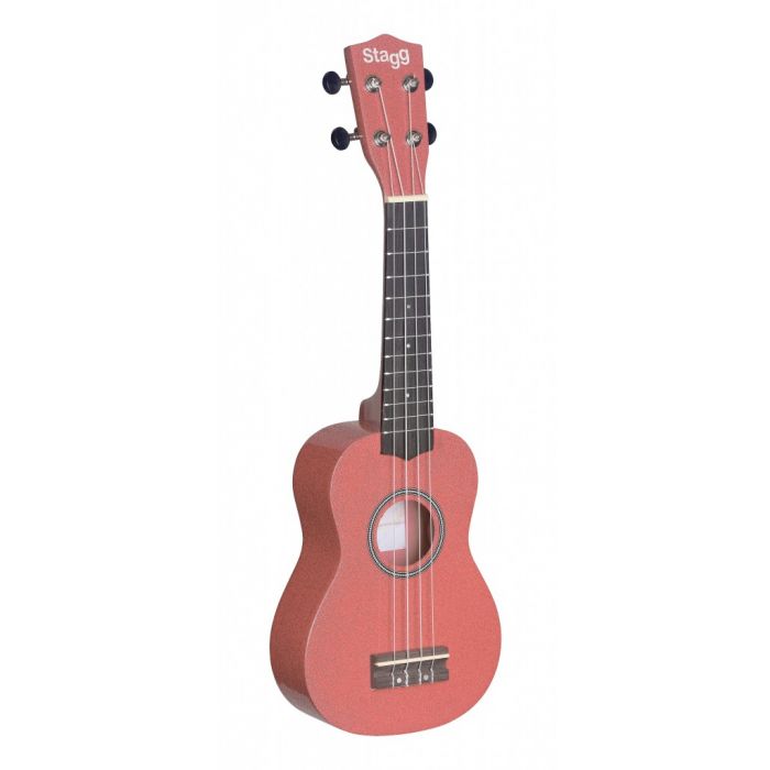 Stagg US-Lips Soprano Ukulele in Pink angled view