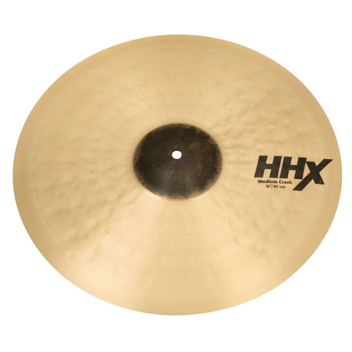 Angled View of Sabian HHX 18 inch Medium Crash Cymbal
