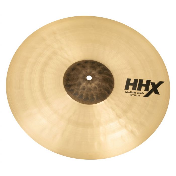 Angled View of Sabian HHX 16 inch Medium Crash Cymbal