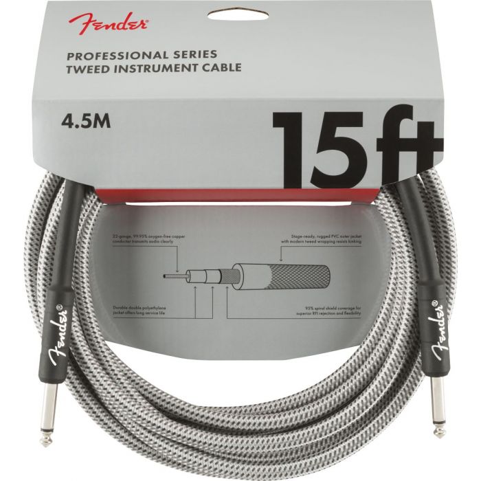 Fender Professional Series Instrument Cable 15ft White Tweed