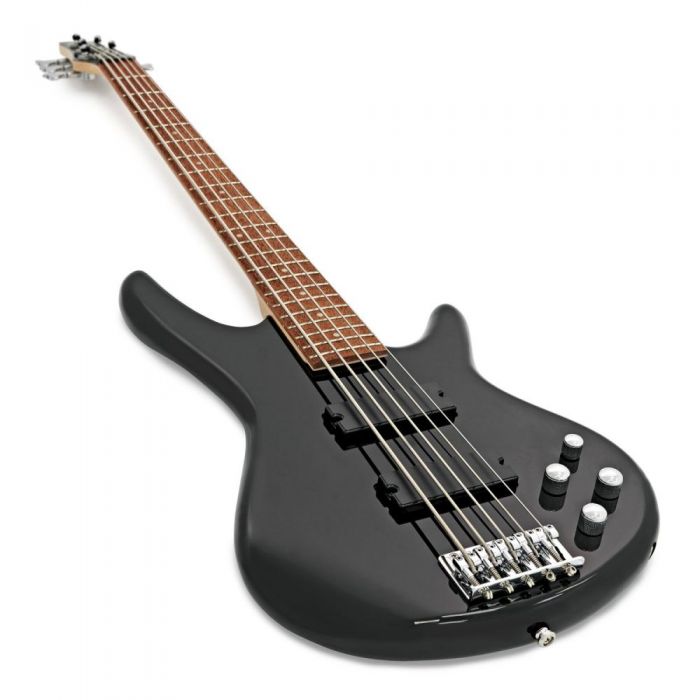 Affordable 5-stringed Ibanez Bass, with a black finish