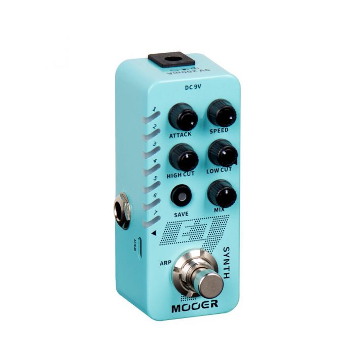 Left Side View of Mooer E7 Pedal Standing