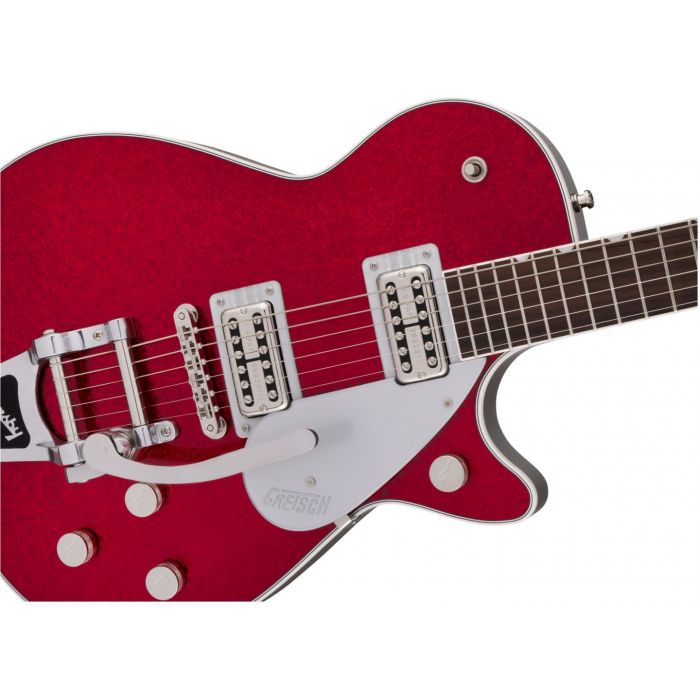 Gretsch G6129T Players Jet Red Sparkle Detail