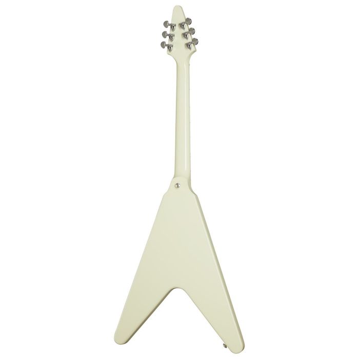 Rear view of a Classic White Gibson 70s Flying V Guitar