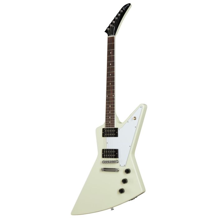 Front view of a Gibson 70s Explorer Guitar in Classic White