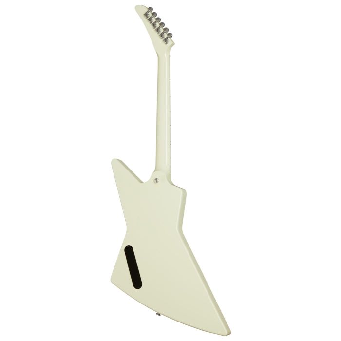 Rear view of a Classic White Gibson 70s Explorer Guitar