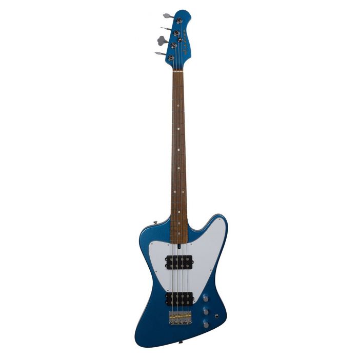Full frontal view of a Ashdown Low Rider 4 Bass Guitar, Lake Placid Blue