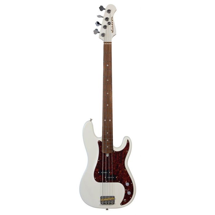 Full frontal view of an Ashdown The Arc 4 Bass Guitar, Olympic White
