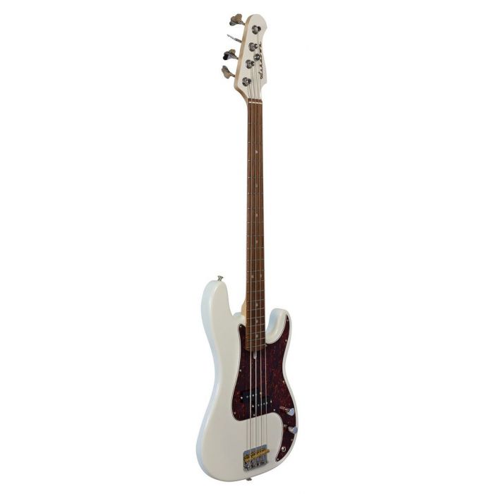 Front left angled view of an Ashdown The Arc 4 Bass Guitar, Olympic White