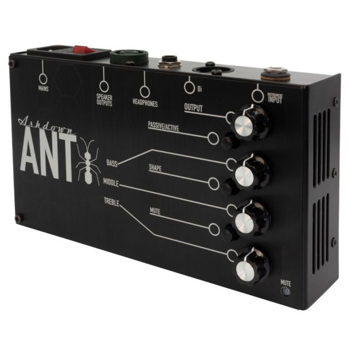 Front, right-angled view of an Ashdown FS-ANT-200 Powered Bass Amp Pedal