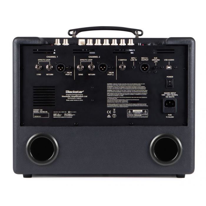 Full rear view of a Blackstar Sonnet 120 Black Acoustic Combo Amplifier