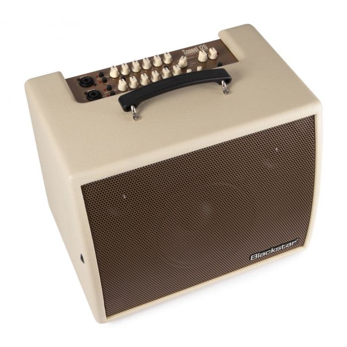 Front right angled view of a Blackstar Sonnet 120 Blonde Acoustic Combo Amplifier