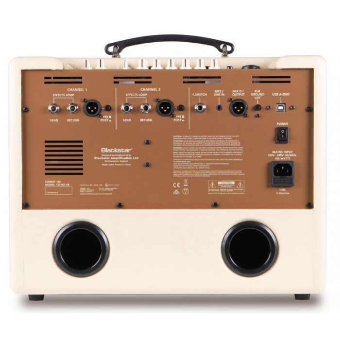 Full rear view of a Blackstar Sonnet 120 Blonde Acoustic Combo Amplifier