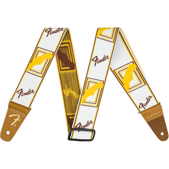 Fender Weighless 2 Monogrammed Strap White/Brown/Yellow Front