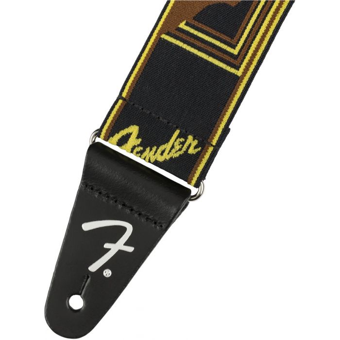 Fender Weighless 2 Mono Strap Black/Yellow/Brown Detail