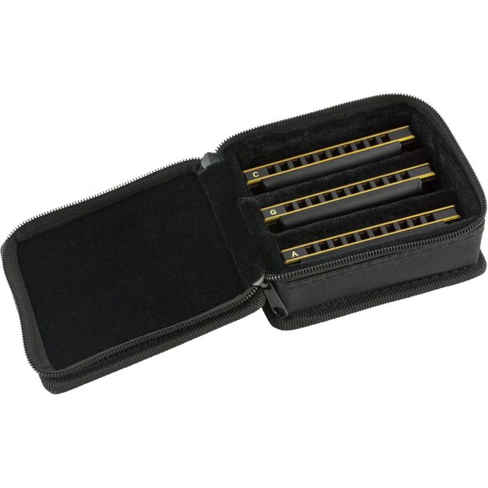 Fender Blues DeVille Harmonica Pack of 3 with Case Detail