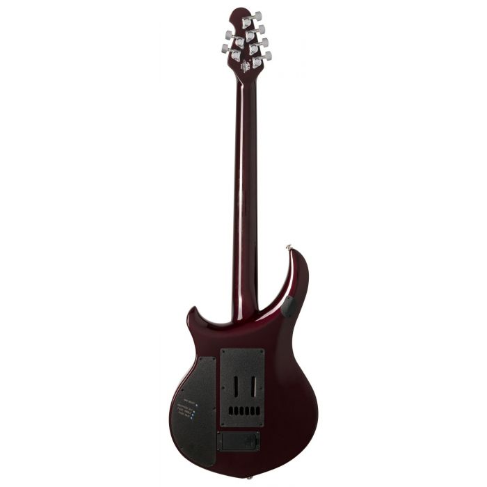 Full rear view of a Music Man BFR Majesty Electric Guitar in Jester Red