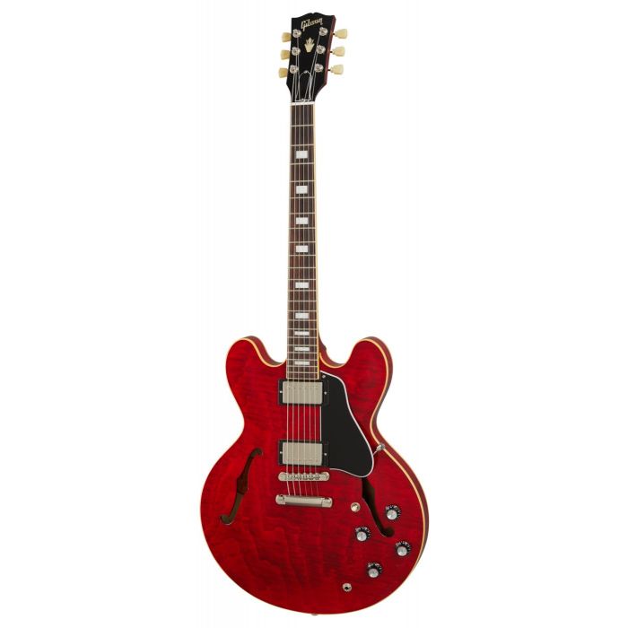 Full frontal view of a Gibson ES-335 Figured Semi Hollow Guitar with a Sixties Cherry finish