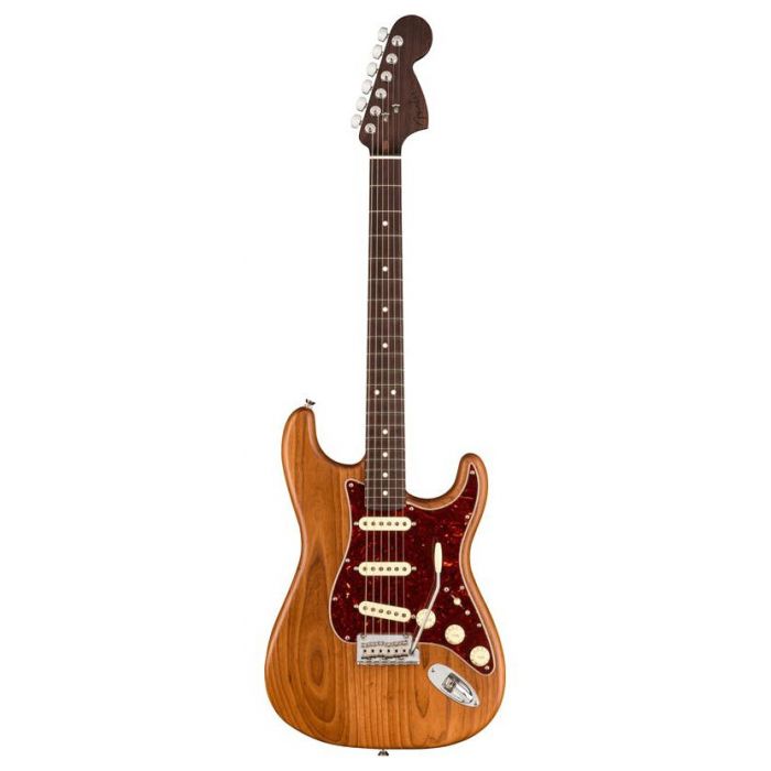 Full frontal view of a Fender American Professional Stratocaster with a Rosewood neck and  Aged Natural Ash finish